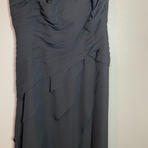 Jade by Jasmine Dress Formal Ruffles Rhinestones Chiffon Sz 14 Whimsygoth Black - Picture 3 of 10